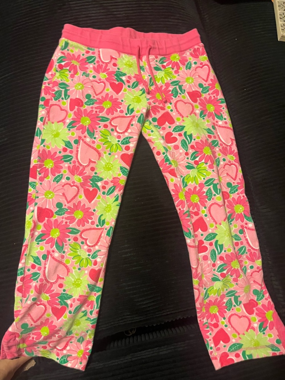 Lilly Pulitzer Pink Floral & Heart Cropped Pants